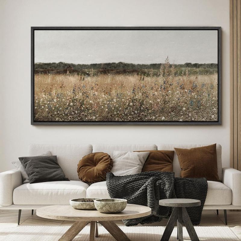 Poster Large Wall Art Vintage Wildflowers Field Landscape Art Print Horizontal Panoramic Wall Art Living Room Decor 6