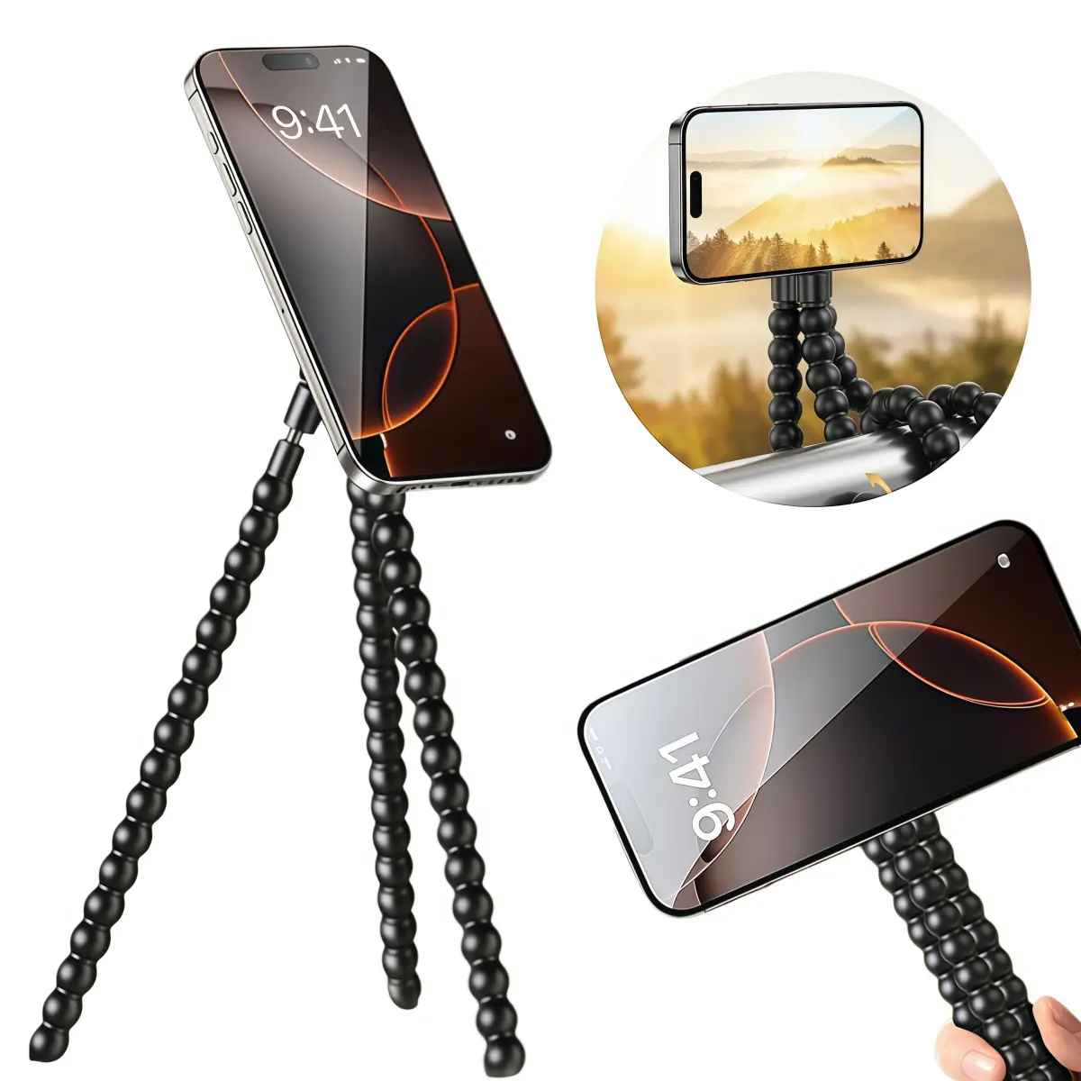 2026 Upgraded MagSafe Metal Magnetic Multi-Angle Phone Holder Mount - 360° Octopus Flexible Stand Tripod Bracket for Indoor Desk, Outdoor Handlebar, Phone Videography, Universal for iPhone 17-11 Pro Max Plus, Samsung Galaxy Accessories, Magnetic Multi-Ang