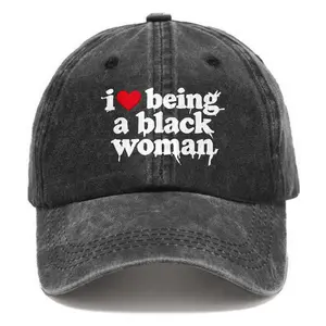 I Love Being A Black Woman Heart Embroidered Vintage Washed Baseball Cap, Comfort Casual Fashion Dad Hat, Cute Adjustable Outdoor Headwear, Perfect Valentine's Day Gift For Her, Ideal Birthday Present For Black Female Family Friends, Best Holiday Gift For