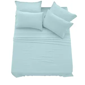 Lux Decor Collection Full Sheet Set 6 Piece Upto 16 Inches Deep Pocket Bedding Microfiber Solid Bed Sheets - Blue