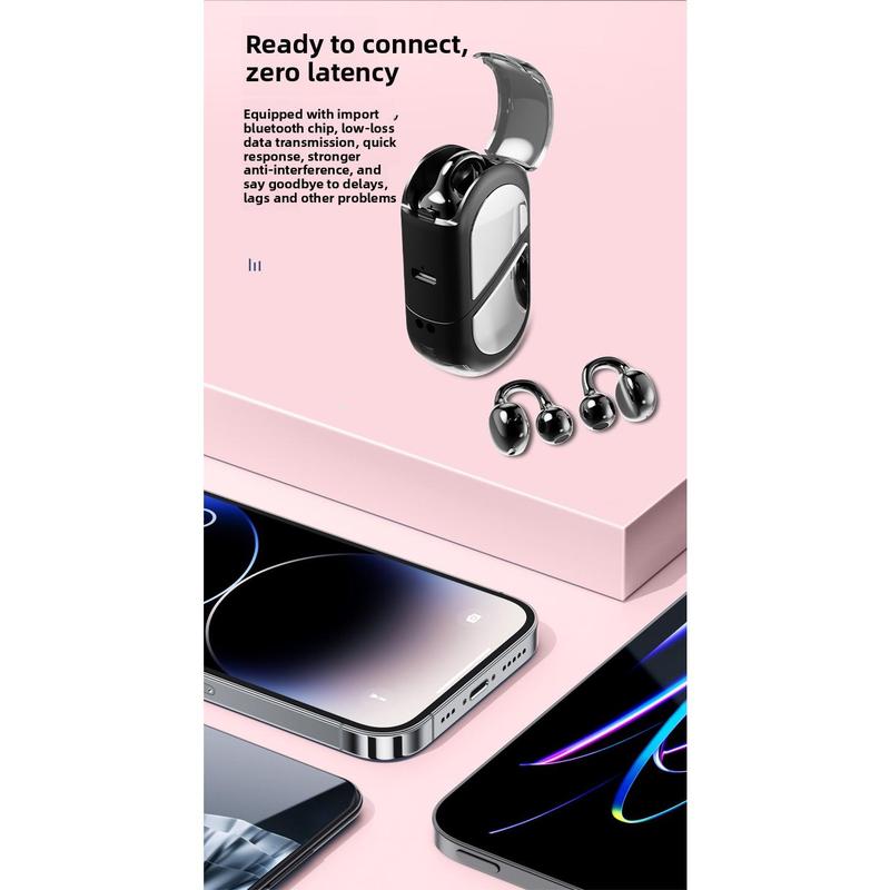 2026 New Model Clip-on Wireless Bluetooth Earphones with Binaural Stereo Sound, Smart Call Noise Cancellation