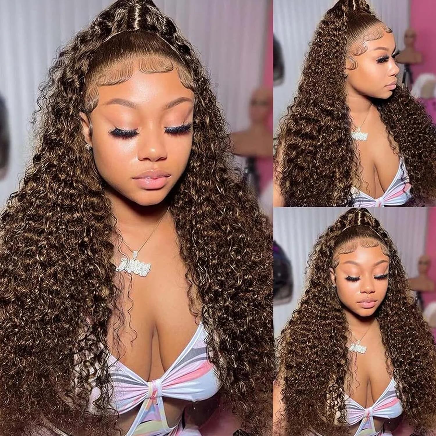 30 Inch Deep Wave Lace Front Wigs Human Hair 13x6 HD Transparent Deep Wave Lace Front Wigs for Women 200% Density Curly Lace Front Wig Pre Plcked Deep Wave Wigs with Baby Hair