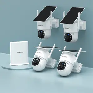 4 Cam-Kit Solar-Powered Home Security Cameras System With Hub, Security Cameras Wireless Outdoor With No Subscription, Home Hub Mini with 4pack CAM + Solar Panel, 360° Pan & Tilt, Color Night Vision, 5G & 2.4G WiFi, 32GB Memory Card