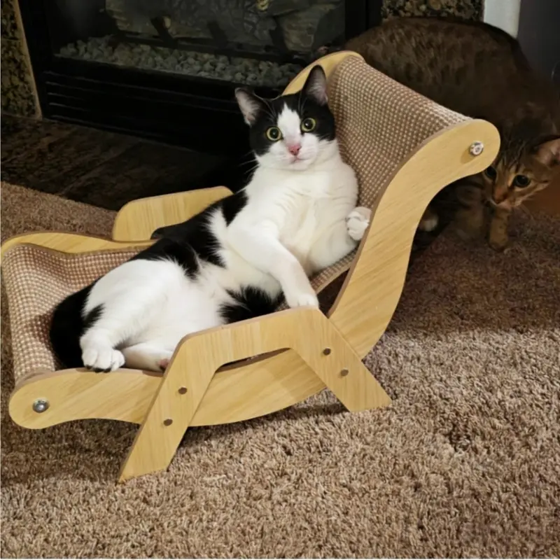 Multi-Functional Pet Bed, Scratch & Rest, Indoor Outdoor Use, Wooden Frame 53x33x32cm, Cat House, Toy, Scratching Post, Cozy Kitten Condo, Kitty Condo