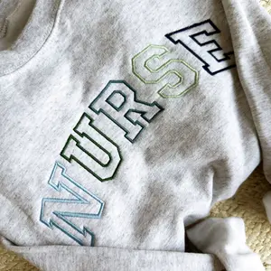 Blue Green Embroidered NURSE Athletic Block Gemma Sweatshirt, Nurse Pullover Sweatshirt, Gift for Grad, New Nurse Gift, Nurse Shirt