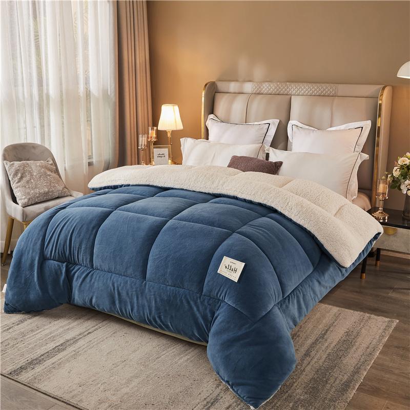 TORAX King Comforter Micromink Sherpa - Ultra Soft Warm All Season, Solid Sapphire Blue & Elegant Gray