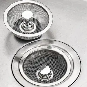 2 Kitchen Sink Filters with Anti-Block Rubber, Stainless Steel Universal Drain Stoppers, Ideal for Kitchen Sinks and Drains