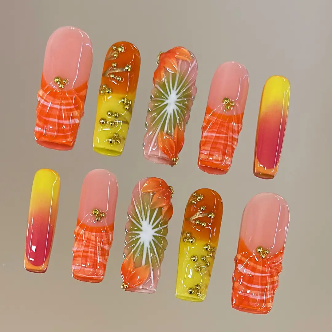 NailVesta TROPIC SHELL – 100% Handcrafted 3D Press-On Nails | Reusable, Long-Lasting, Salon-Quality Handmade Press Ons Handmade Nail Art Handmade Press Ons Handmade Nail Art Handmade Press Ons