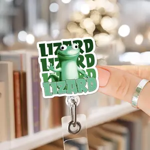 Funny Lizard Meme Badge Reel, Cute Reptile ID Holder, Animal Lover Retractable Name Badge, Work Office Nurse Teacher Accessories