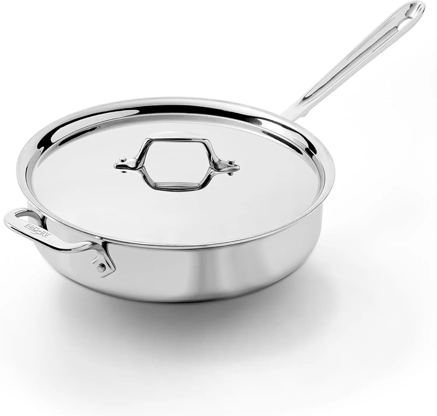 All-Clad D3 Stainless Steel 4-Qt Saute Pan with Classic Metal Handles & Aluminium-Bonded Lid - Made in USA, Original Bonded Professional Cookware, Oven Safe, Induction Compatible