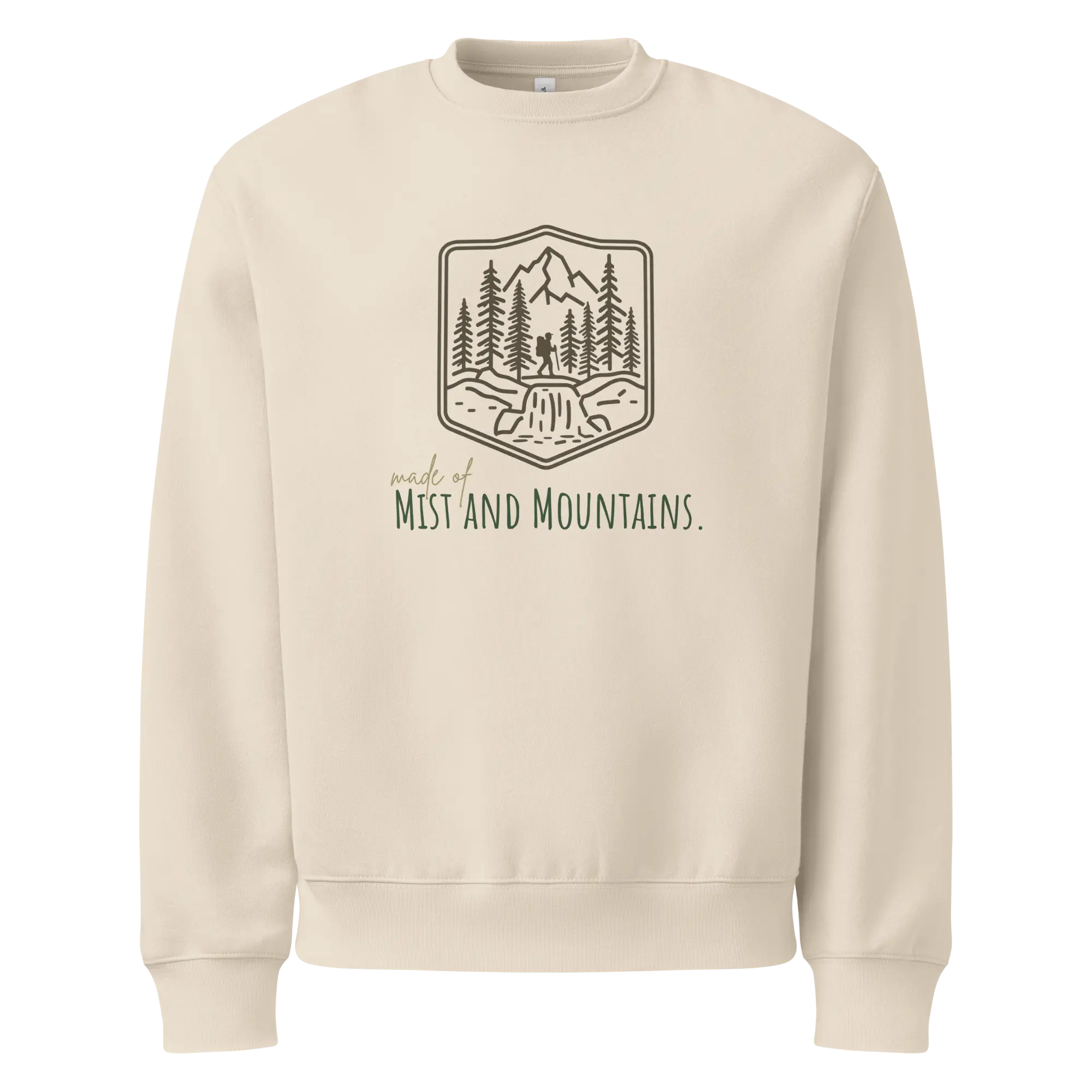 Made of Mist and Mountains Oversized Fleece Sweatshirt PNW Apparel Unisex Fit Long Sleeve Geometric Hoodie for Everyday Outdoors