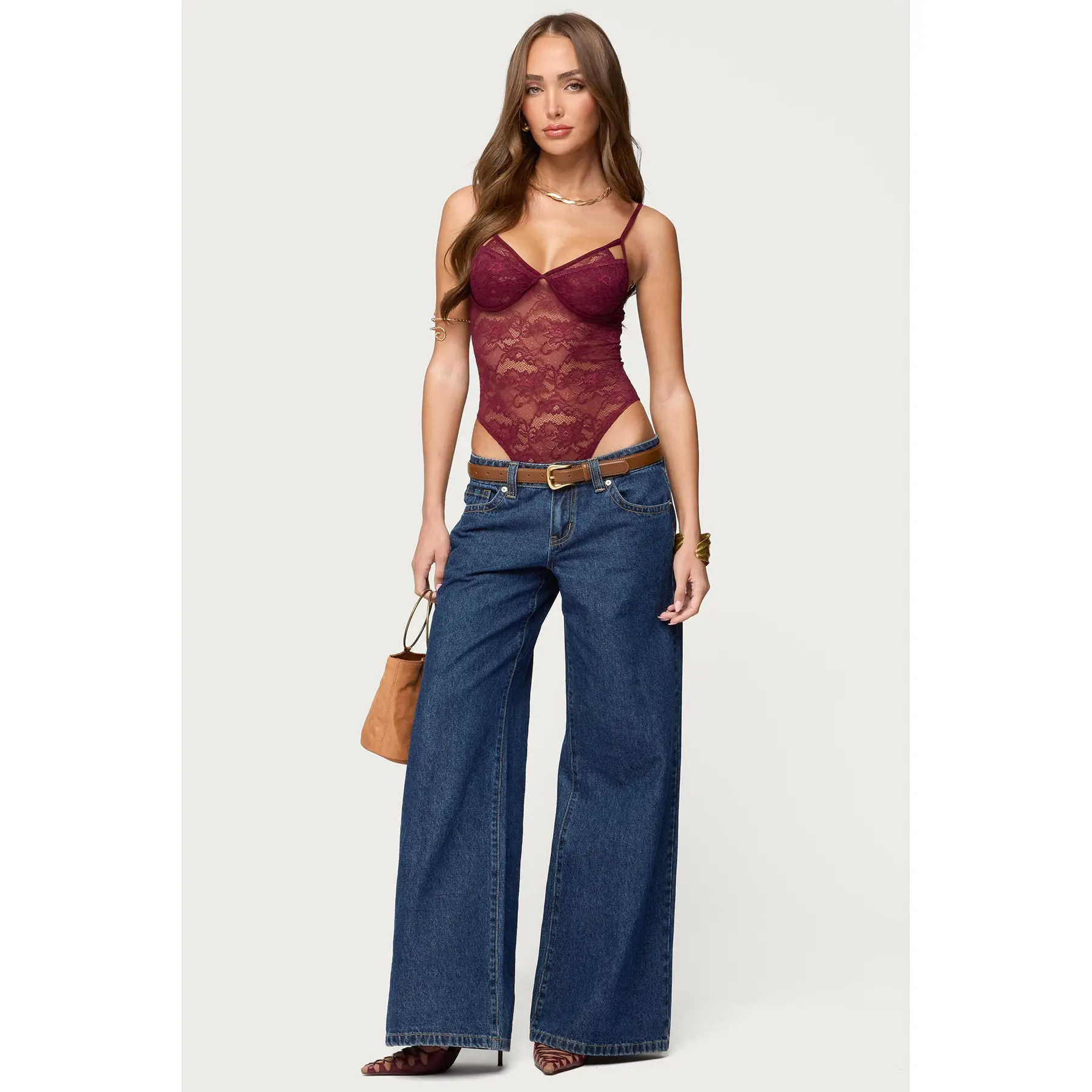 Strappy Sheer Lace Bodysuit Strappy Sheer Lace Bodysuit