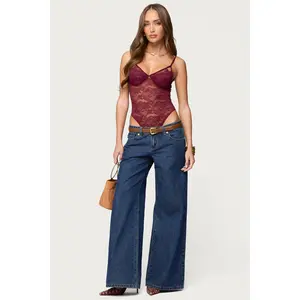 Strappy Sheer Lace Bodysuit