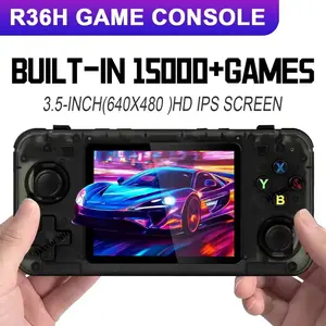 R36h Retro Handheld Game Console, Handheld Gaming Console, Open Source Linux System, Cortex-A35 Cpu, 64GB TF Card, over 10,000 Classic Games, 3.5 Inch IPS Screen