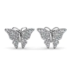Everlee 18k White Gold Plated Crystal Butterfly Stud Earrings with Simulated Diamond Crystals Everlee 18k White Gold Plated Crystal Butterfly Stud Earrings with Simulated Diamond Crystals