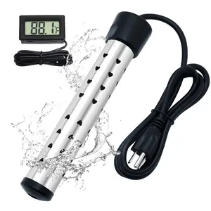 immersion Water Heater, 1500W Portable Water Heater with LCD Thermometer & Stainless-Steel Guard, Heat 5 Gallons of Water in Minutes Bucket Heater Hot Tub Heater for Home Travel Camping Mini Pool Household Appliances