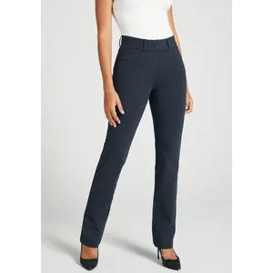 Betabrand 7 Pocket Dress Pant Yoga Pants Straight Leg Pull On Wrinkle Resistant - Navy Blue (XS-XXL Regular, Petite, Long) Stretch Ponte Knit