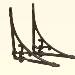 2 Shelf Brackets Corbels Wall Cast Iron Rustic Farmhouse 7 1/2" X 6 1/4" Braces
