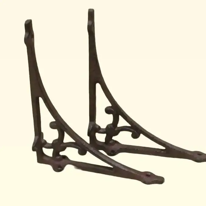 2 Shelf Brackets Corbels Wall Cast Iron Rustic Farmhouse 7 1/2" X 6 1/4" Braces