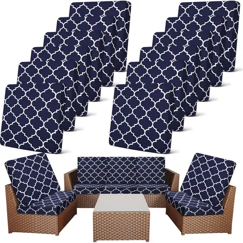 4/8/12 Pcs Patio Cushion Covers for Outdoor Furniture & Indoor Sofa Cushions Home Decor Elastic Sofa Cover Sofa Slipcover Couch Covers Anti-Slip Sofa Seat Cover Replacement Sets for Autumn Patio Decor