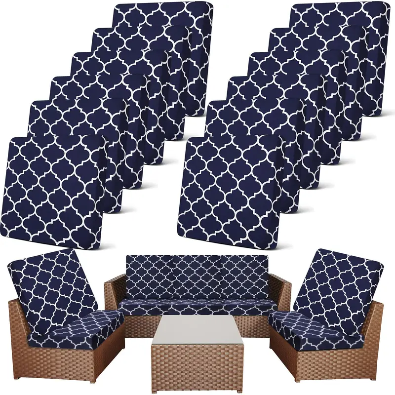 4/8/12 Pcs Patio Cushion Covers for Outdoor Furniture & Indoor Sofa Cushions Home Decor Elastic Sofa Cover Sofa Slipcover Couch Covers Anti-Slip Sofa Seat Cover Replacement Sets for Autumn Patio Decor