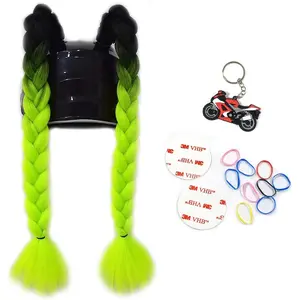 2PCS Reusable Suction Cup Helmet Braided Ponytail Universal Helmet Decoration