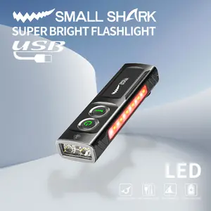 【T02】SmilingShark Small Torch Light Super Bright 3 IN 1 with UV Purple Flashlight Magnetic COB Floodlight 8Modes Type-C Rechargeable for Camping
