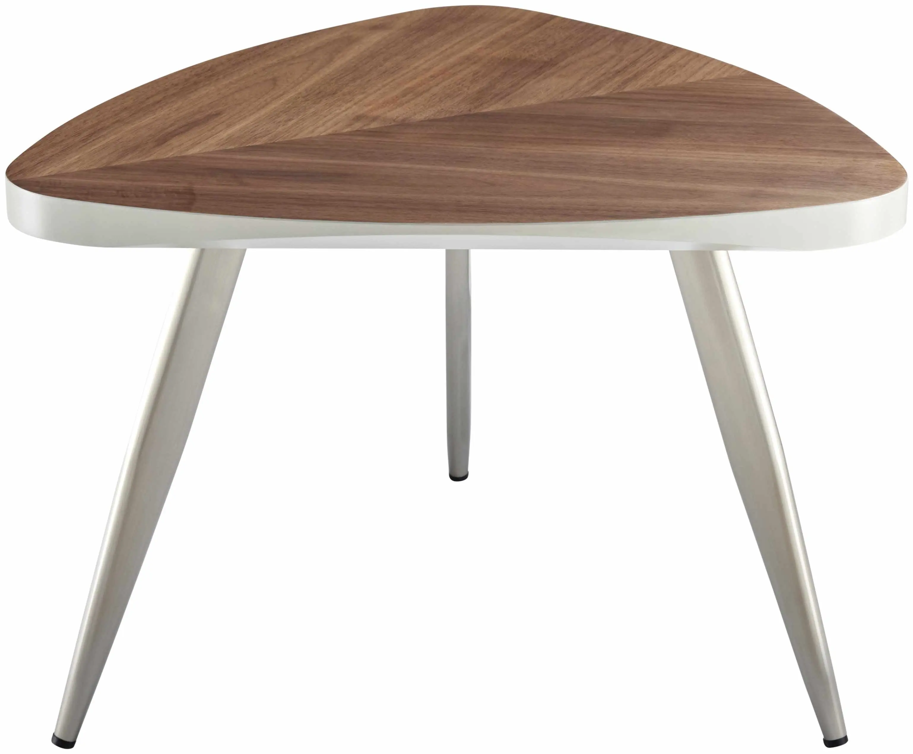 Frankleben Indoor Wooden End Table - Triangle-Shaped Steel Base, Odd-Shaped Living Room Coffee Table Furniture