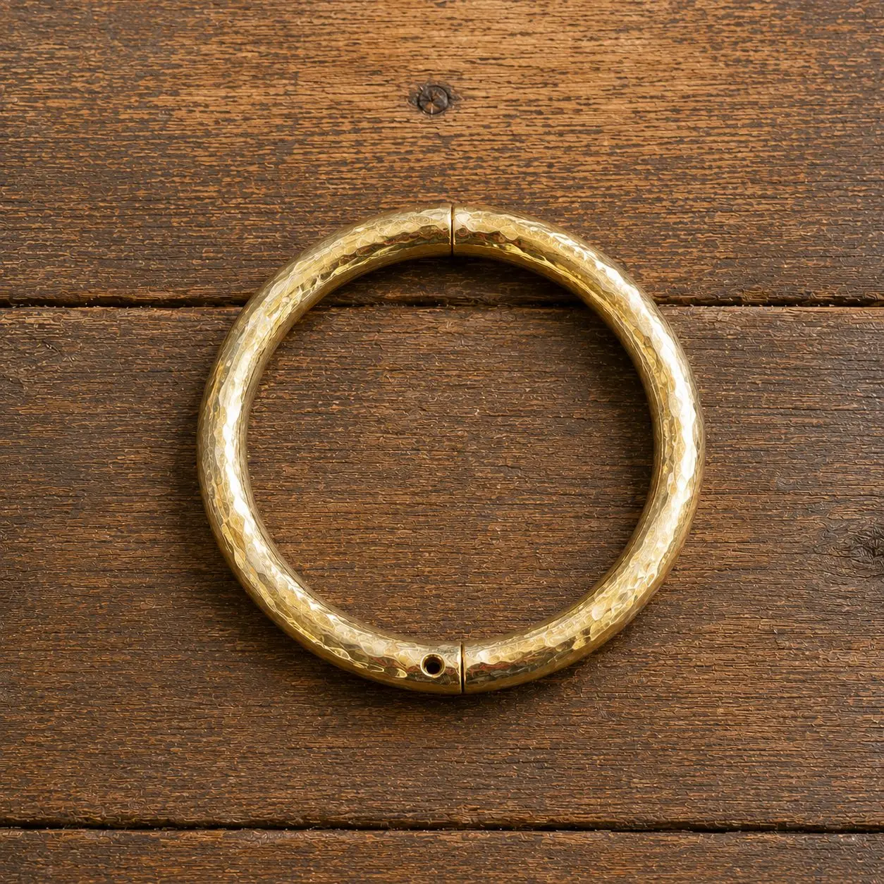 Hammered Style - Gold Cowboy Bull Ring Bangle Bracelet