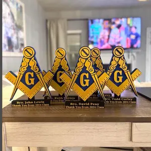 11x9 inch 3D Freemasonry Masonic Crest Desk Sign Personalizable with Name and Lodge PLA Plastic