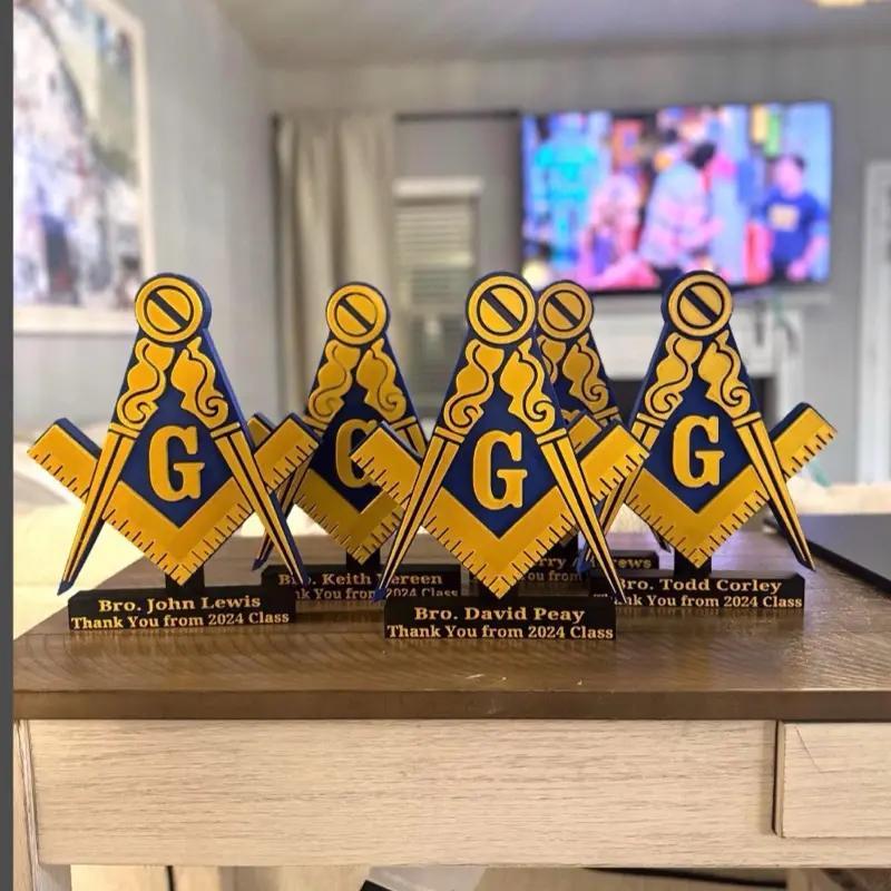 11x9 inch 3D Freemasonry Masonic Crest Desk Sign Personalizable with Name and Lodge PLA Plastic