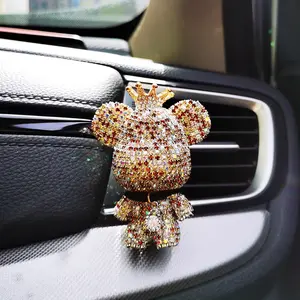 Creative Crown Diamond Cute Bear Car Air Outlet Aromatherapy Lasting Light Fragrance Car Interior Conditioning Air WYMECT