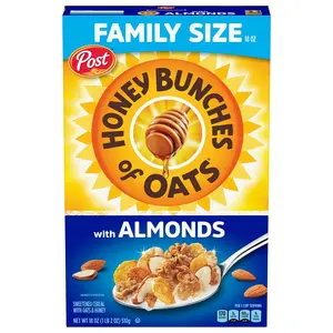 Oats with Almonds Breakfast Cereal, Cereal with Granola Clusters and Sliced Almonds, Family Size, 18 OZ Box