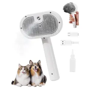 Anti-Static  Steam Brush,3-in-1  Brush & Gentle    for  Pets,Furmist Comb, Brush, Brushes,Self-Cleaning with Release Button for Long Short Hair (White)