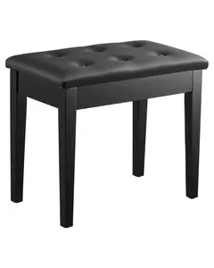 Piano Keyboard Bench with Hidden Storage, Padded Cushion Seat, Solid Wood Construction, Bookcase and Vanity Stool, Space-Saving Music Studio Furniture, Oak Finish, Easy Assembly, Multi-Purpose Seating