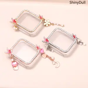 Tassel Pendant Apple Watch Case – DIY PC Protective Cover with Integrated Film for 38–49mm (Series 1–7, SE), Fashion Sparkly Design