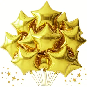 25Pcs Star Balloons Set, 10 Inch Gold Star Foil Balloons, Gold Star Shaped Balloons Mylar Balloons Helium Balloons for Birthday Party Anniversary Wedding Baby Shower NEW yEAR Graduation Decorations Balloon Decorations Kit