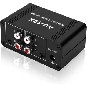 Mini Small Stereo Audio preamplifier, Headphone Amplifier,  20dB Phono Turntable Phonograph preamp,  op amp NE5532 with  3.5mm Input to  3.5mm Output