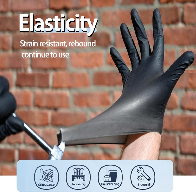 GP Craft  Black Nitrile durable disposable  gloves, 5.5mil, powder free and latex-free, elastic, wear resistant, clean and waterproof Hand Thick Cleaning