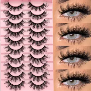 10 Pairs Powder W73, High-Quality Makeup Brushes, Perfect for Foundation & Blending, Ideal Gift for Beauty Enthusiasts, Eyelash Extension