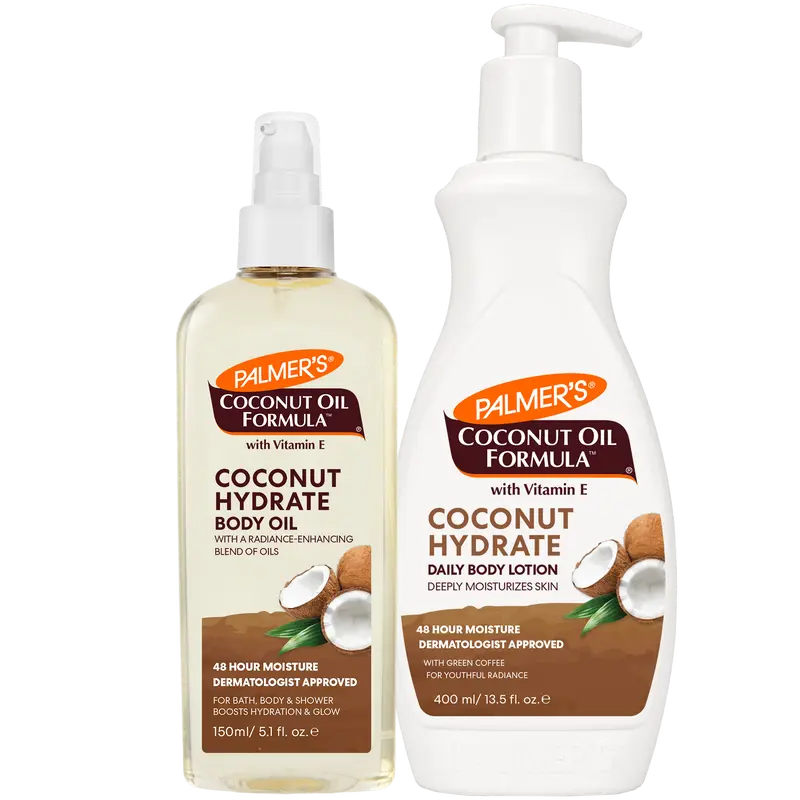 Palmer's Coconut Oil Body Lotion and Body Oil Skin Care Bundle Body Care Moisture  Smooth Radiant Moisturize Hydrating Moisturizer