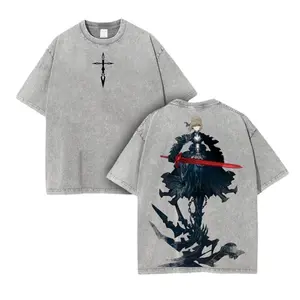 Saber Artoria Pendragon Fate/Stay Night Anime Graphic Tee. Vintage Oversized Washed Shirt. Heavy Cotton Collector Drop.
