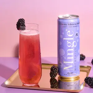Mingle Mocktails Blackberry Hibiscus Bellini Beverage 12 OR 24-Can Pack – Sophistication in Every Sip Purple Healthy