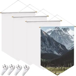 Set of 4 Count Sublimation Blank Banner 18Inchx12inch Accessories DIY to Operate Wall Display for  Transfer Waterproof White
