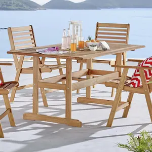Modway Hatteras 59" Rectangle Outdoor Patio Eucalyptus Wood Dining Table in Natural