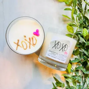 Xoxo Valentine Candle - 12 oz Soy Wax with Apple Currant Boysenberry Peony Jasmine Champagne Honey Vanilla Birchwood Musk