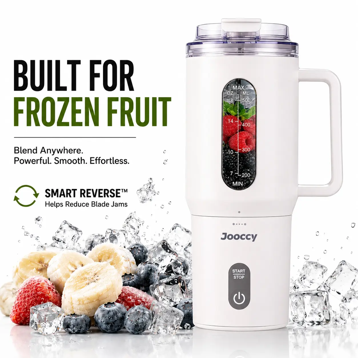 Smart Compact Portable Blender - 18oz Multi Function Juicer, USB Charge Smart Reverse Ice Crusher, Frozen Fruit Smoothie Maker for Gym, Home, USB Rechargeable Personal Kitchen Appliance juicer machine immersion blender