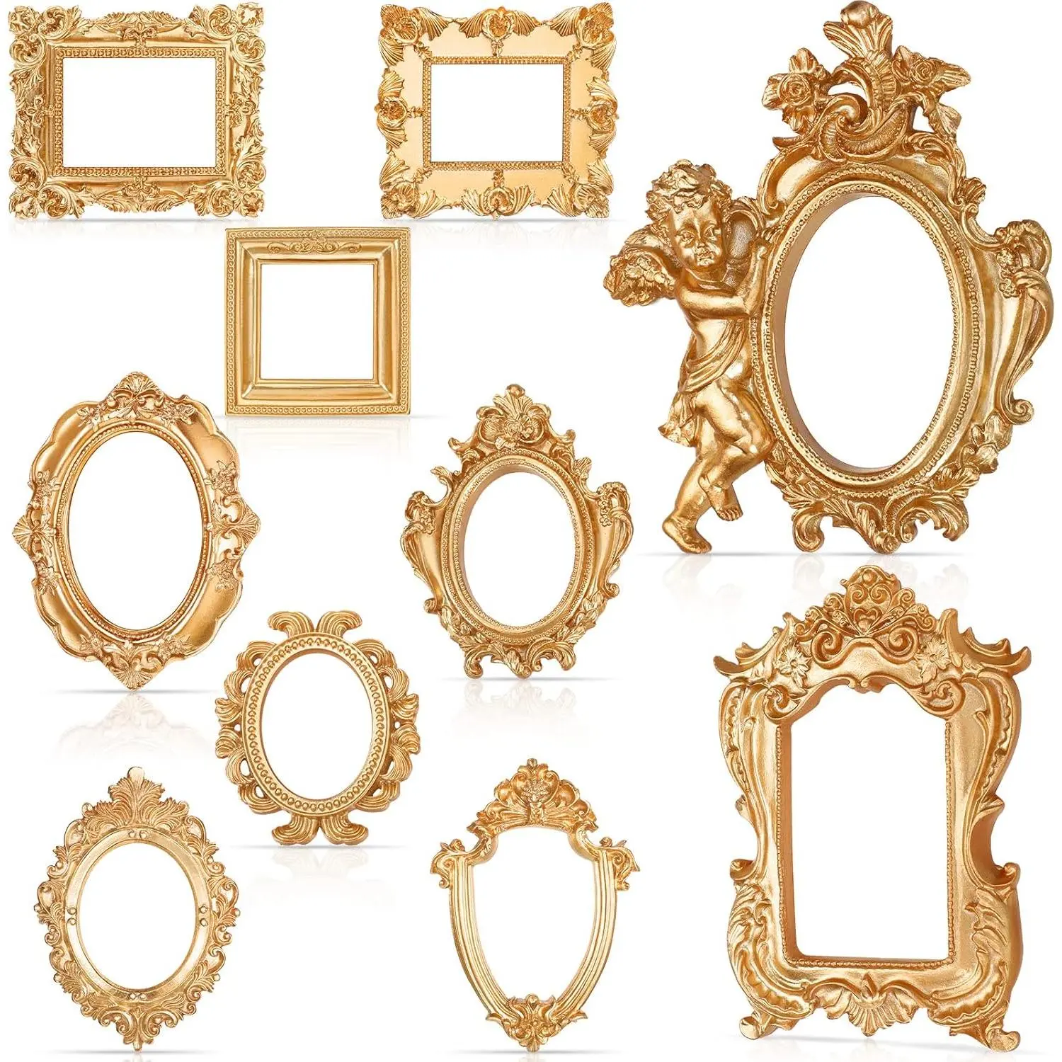 10 count   Picture Frame Mini Antique Photo Frame   Collage Hanging Frames for DIY  Display Hotel Wall Home Decor, Without Glass or Backing ()