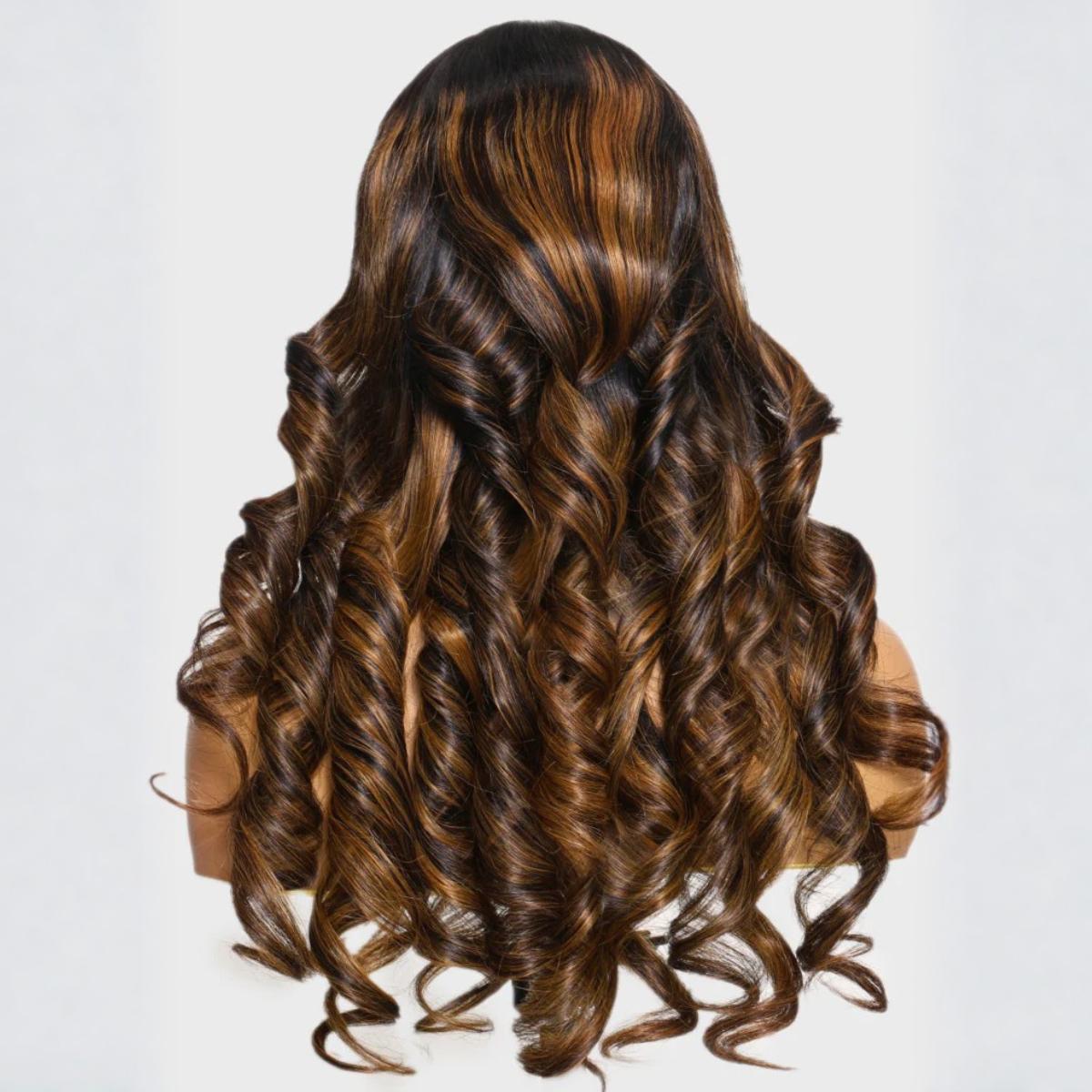 Sunber Highlight Balayage Blonde 7x5 Body Wave Pre Cut Lace Glueless Human Hair Wigs Put on and Go