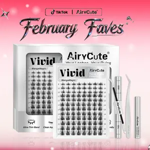 Vivid | AiryCute Stunning Everyday Manga Inspiration | Elevate your Gaze | Luxury Manga Effect | Feather-Light, Waterproof, Long-Lasting Lashes | Fashion Wet Look | Beginner-Friendly DIY Lashes, Voluminous, Salon Quality | Lightweight and Comfortable